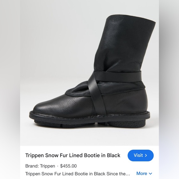 TRIPPEN Snow US 6.5-7 Black Fur Lined Leather Booties Made in Germany Orig $455 - Picture 3 of 13